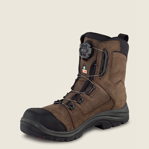 Red Wing Safety Boots Mens Brown/Black - Trades - 8-inch Boa® Waterproof Csa Toe - 1379048-IM